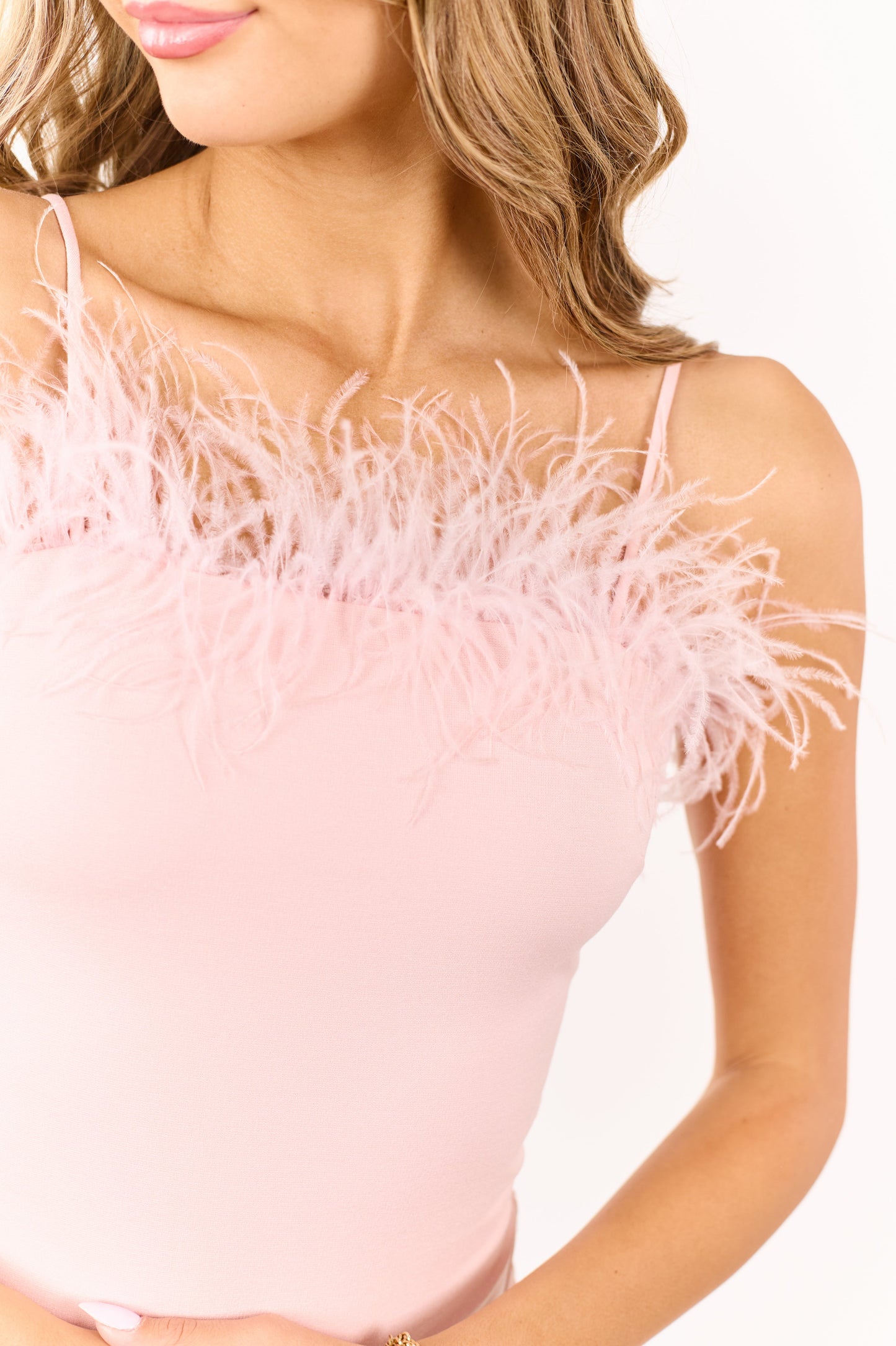 Cherry Blossom Sleeveless Feather Mini Dress