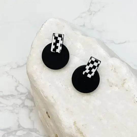Checked Post Acrylic Stud Earrings