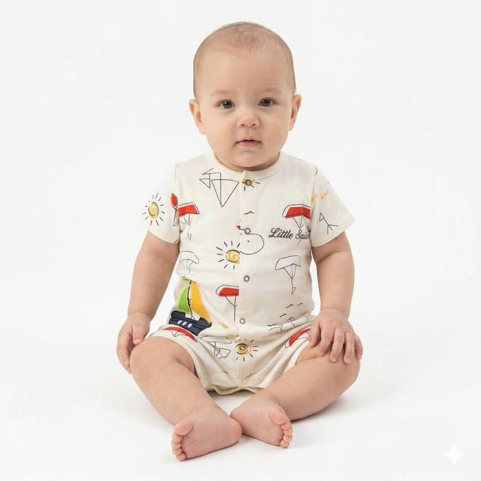 Little sailor - half Sleeve- Summer Romper Off white