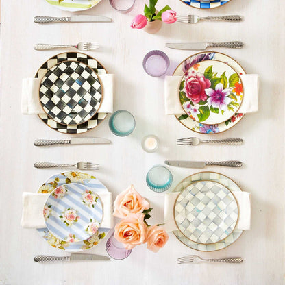 Luxury Dining - Courtly Check Enamel Dinner Plate by Mackenzie Childs