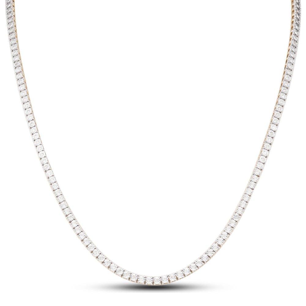 10K Yellow Gold Diamond Tennis Chain 3MM Miracle Setting