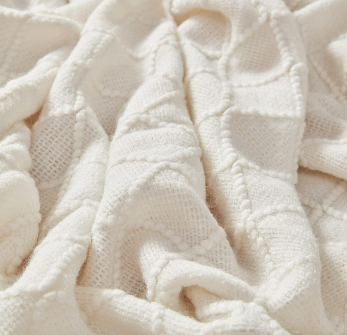 Cozy Knitted Diamond Throw Blanket 🖤 Soft Acrylic All-Season Sofa & Bed Decor with Fringe – Perfect Gift for Home & Holidays
