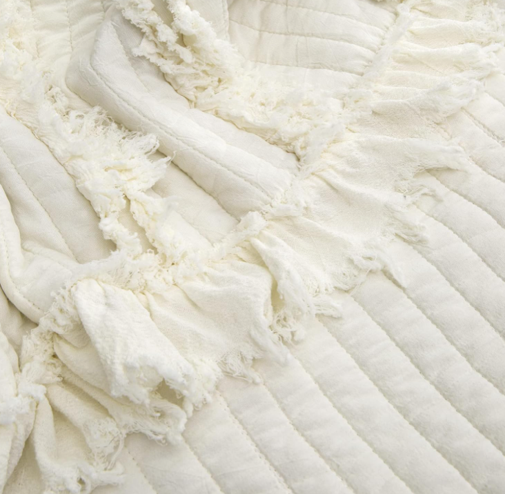 Soft Quilted Throw Blanket 🖤 Vintage Stone-Wash Microfiber with Ruffled Edges – Cozy Lightweight Bed, Sofa & Couch Blanket, Perfect Gift for Home & Holidays