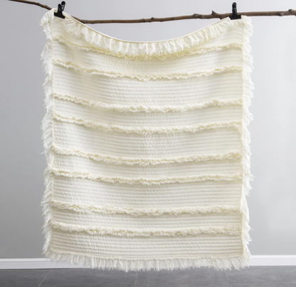Soft Quilted Throw Blanket 🖤 Vintage Stone-Wash Microfiber with Ruffled Edges – Cozy Lightweight Bed, Sofa & Couch Blanket, Perfect Gift for Home & Holidays