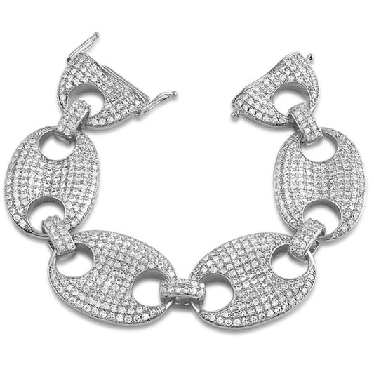 24MM Rhodium Marine Link CZ Bling Bling Bracelet