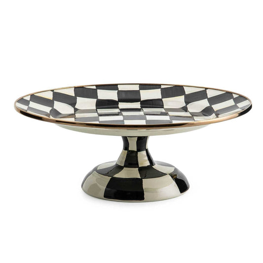 Courtly Check Enamel Pedestal Platter - Small