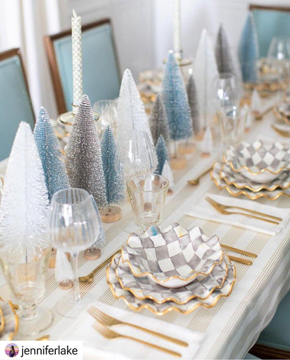Sterling Check Ceramic Fluted Dessert Plate