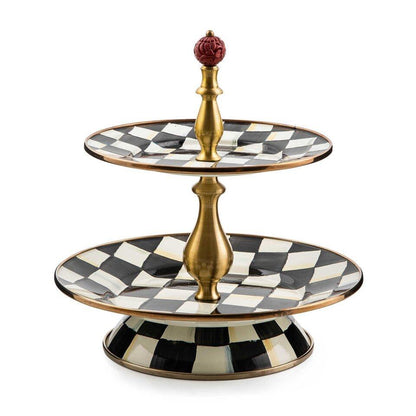 Courtly Check Enamel Two Tier Sweet Stand