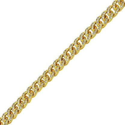 .925 Silver 6MM CZ Bling Bling Gold Cuban Links Chain