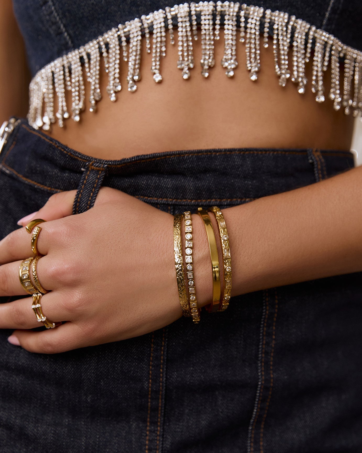Melrose Gold Cuff Bracelet - Stone