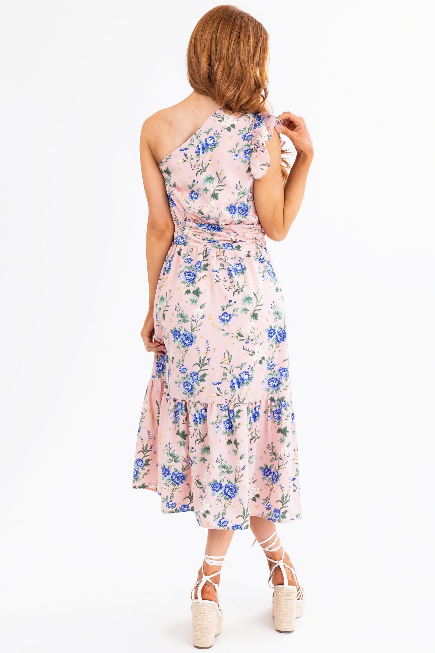 Cherry Blossom Floral One Shoulder Dress