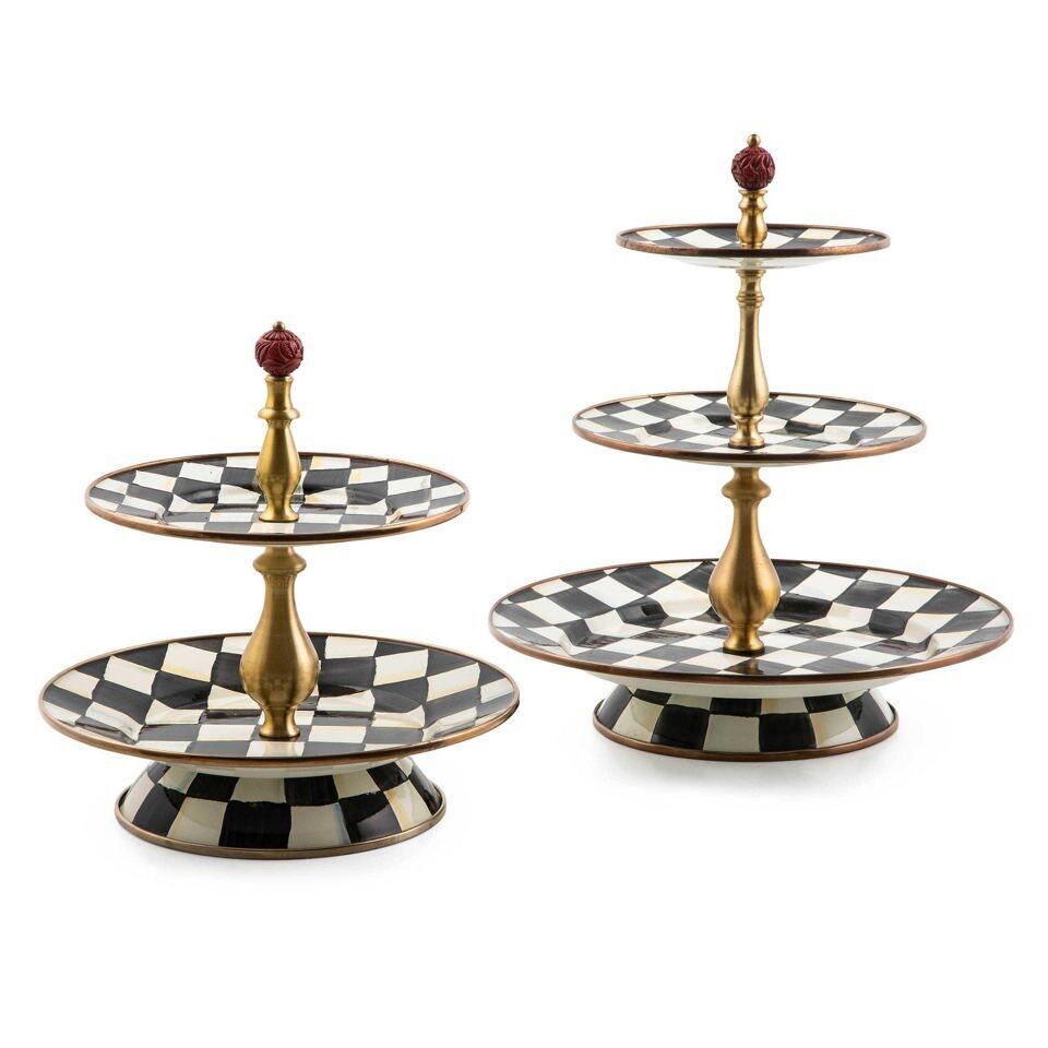 Courtly Check Enamel Two Tier Sweet Stand