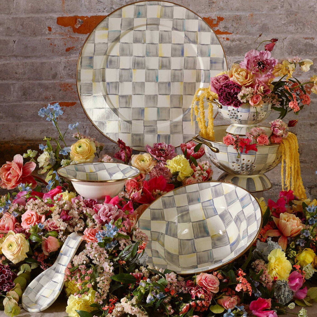 Sterling Check Enamel BREAKFAST BOWL by Mackenzie-Childs