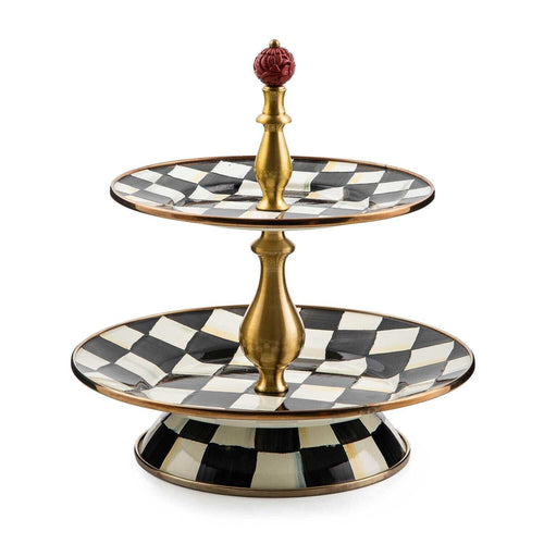 Courtly Check Enamel Two Tier Sweet Stand