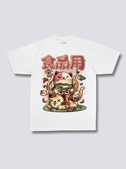 Front Print - Hungry Neko T-shirt