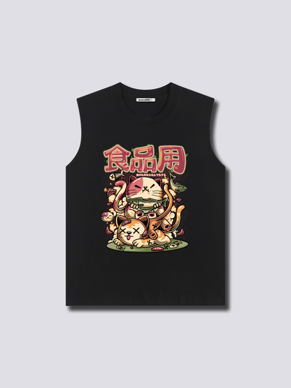 Front Print - Hungry Neko Tank Top