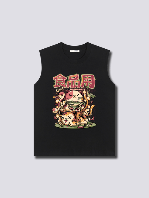 Front Print - Hungry Neko Tank Top