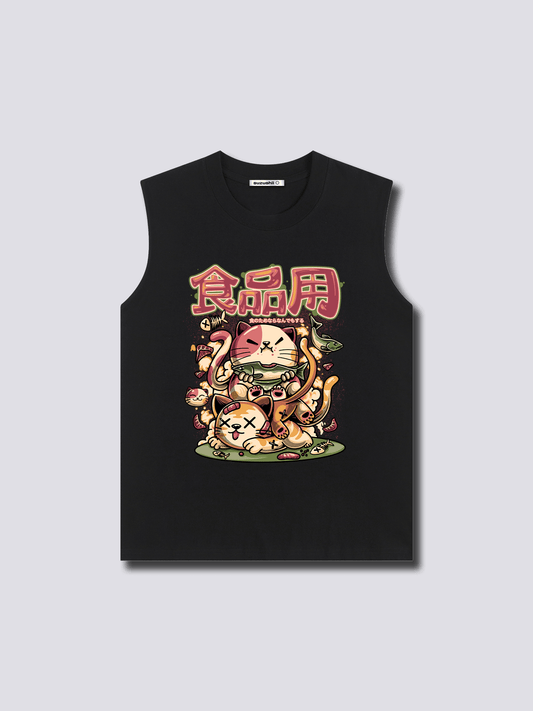 Front Print - Hungry Neko Tank Top