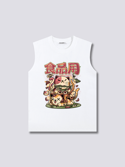 Front Print - Hungry Neko Tank Top