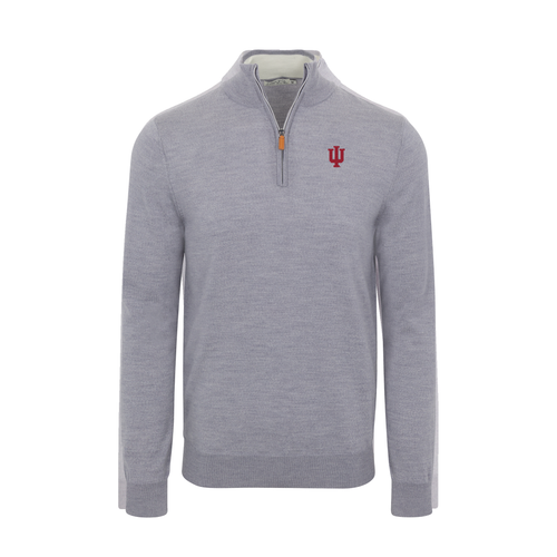 Indiana Grey Melange Cashmere Touch Australian Merino Quarter Zip Sweater