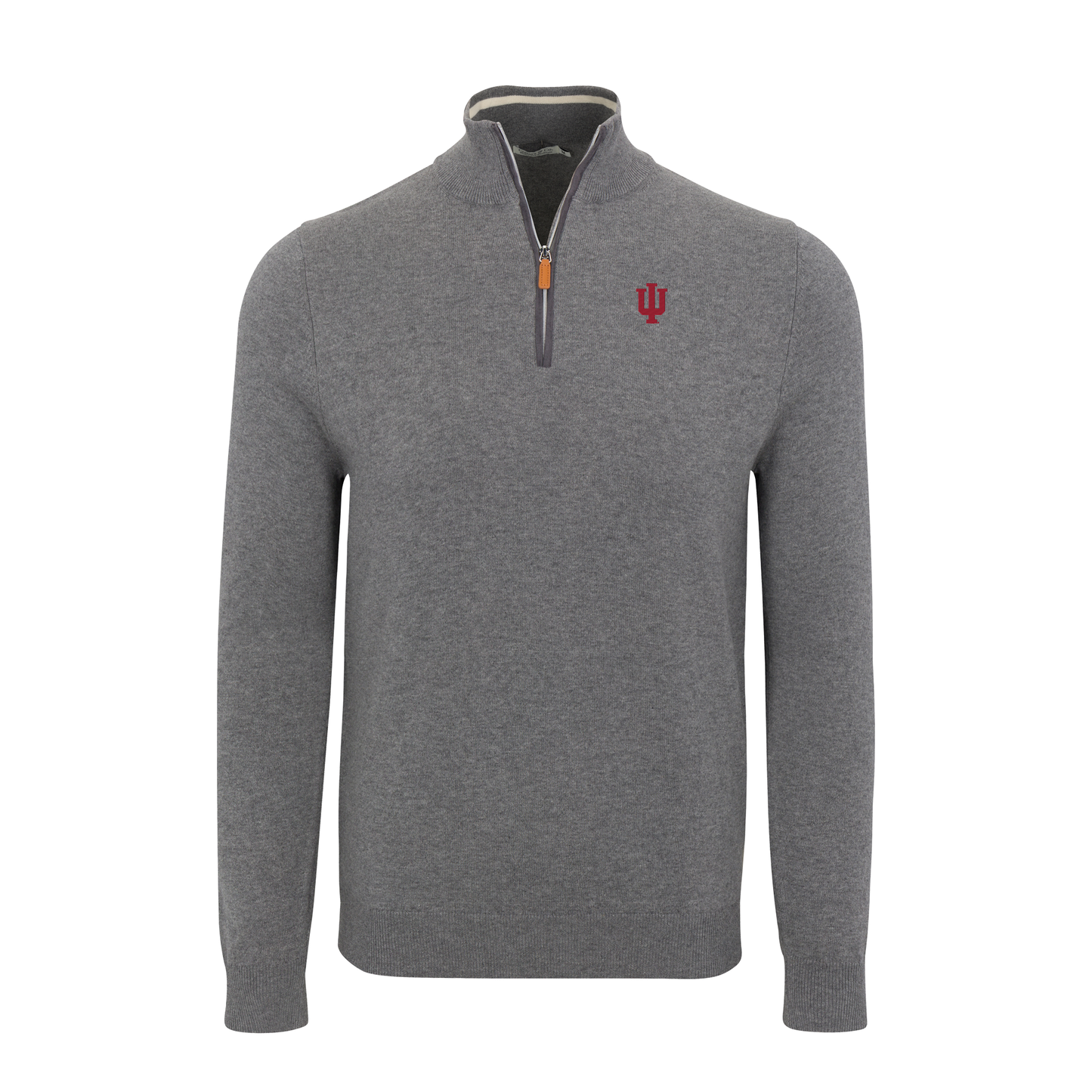 Indiana Grey with Grey Trim Luxury Touch Cotton and Cashmere Quarter Zip Sweater