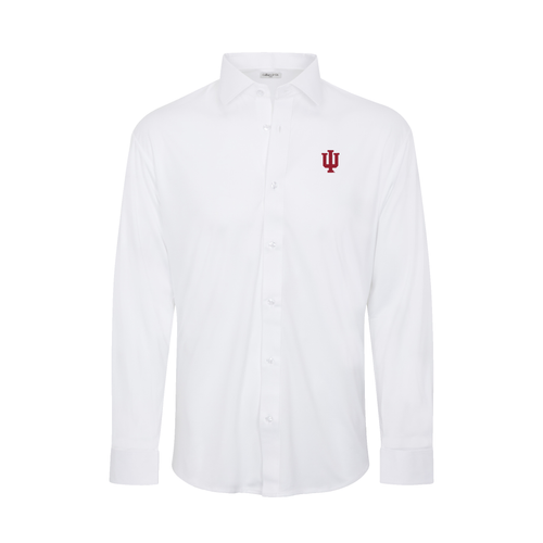 Indiana Quattro Flex Dress Shirt with Semi-Spread Collar White