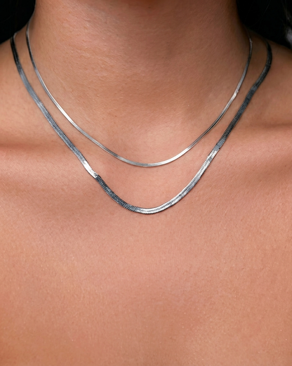 Snake Necklace Stack - Silver