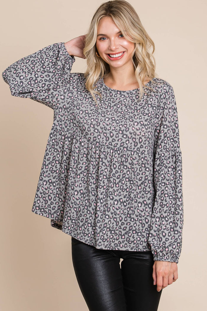 Animal Printed Babydoll Top