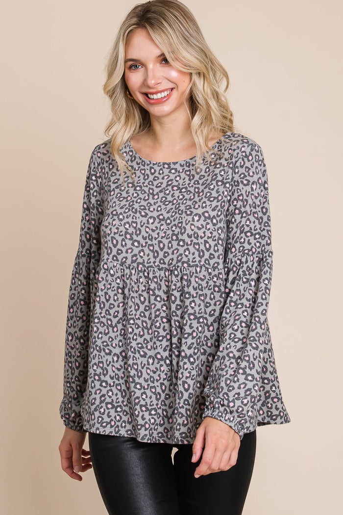 Animal Printed Babydoll Top