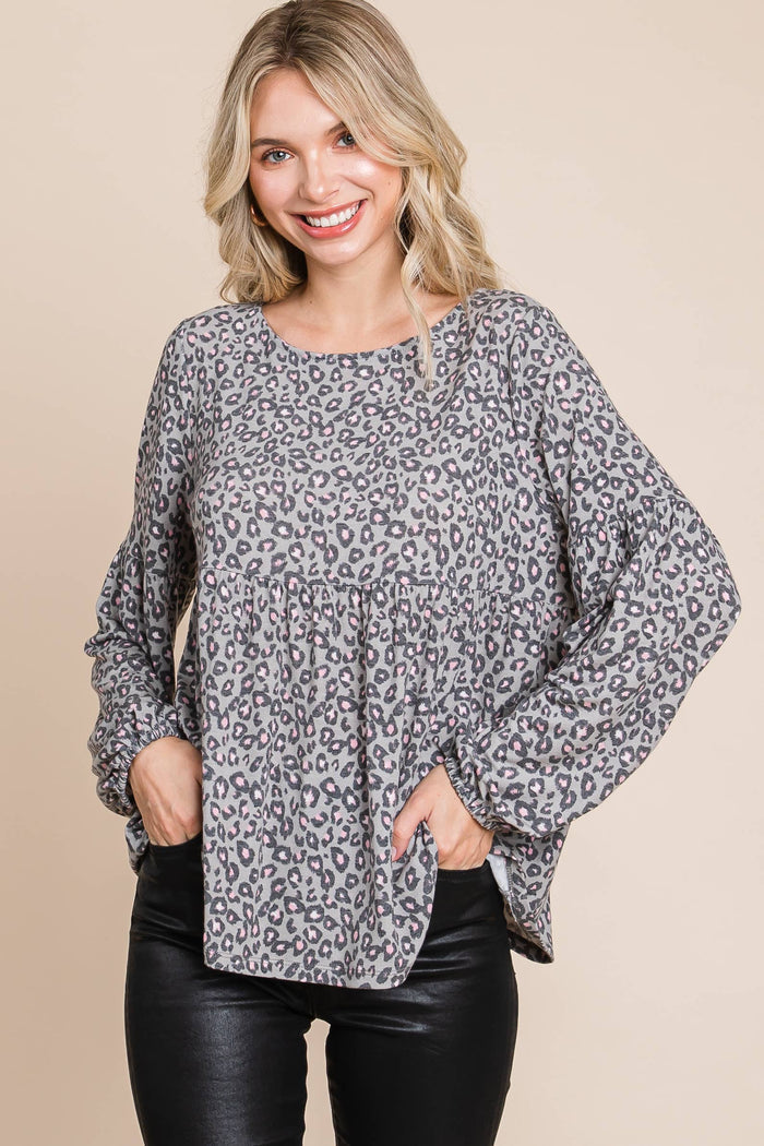 Animal Printed Babydoll Top