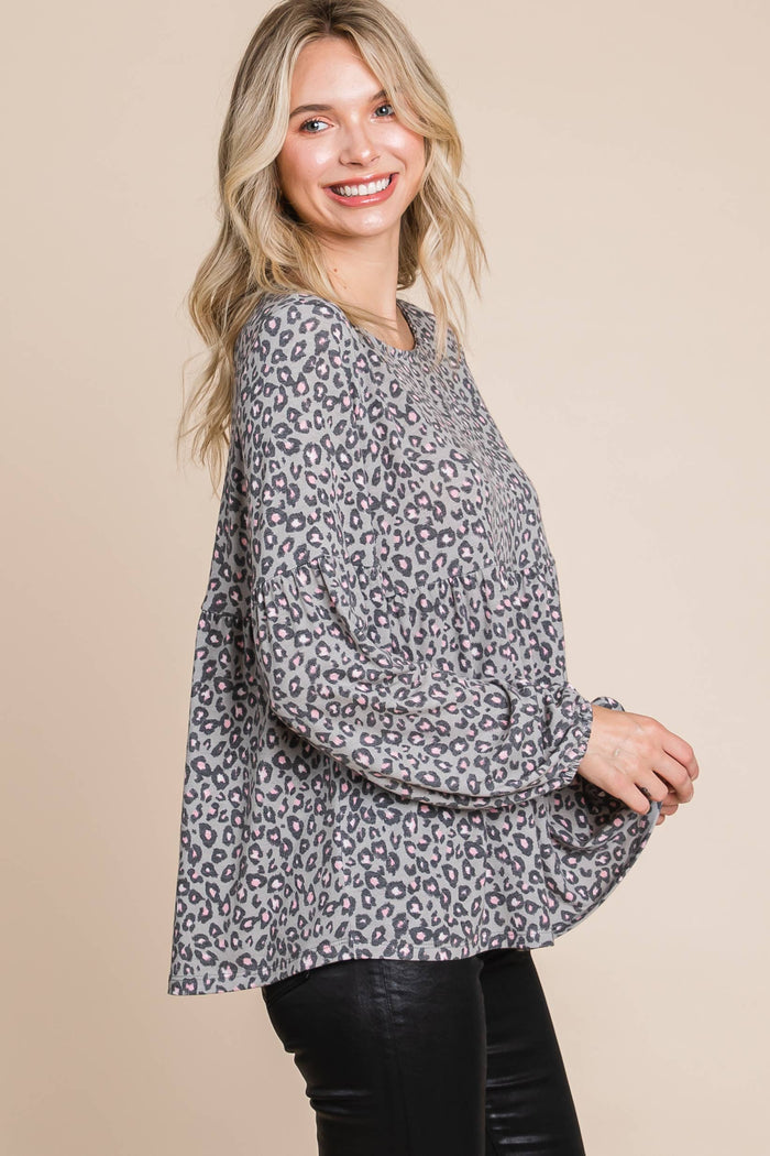 Animal Printed Babydoll Top