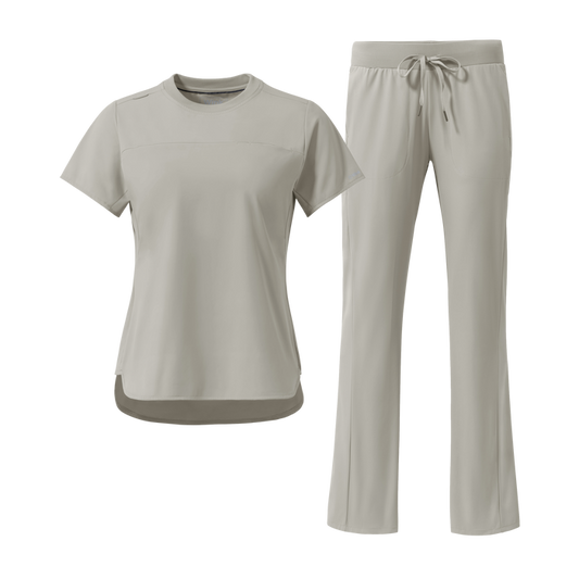Aura Crew Neck and Bootcut Scrub Set