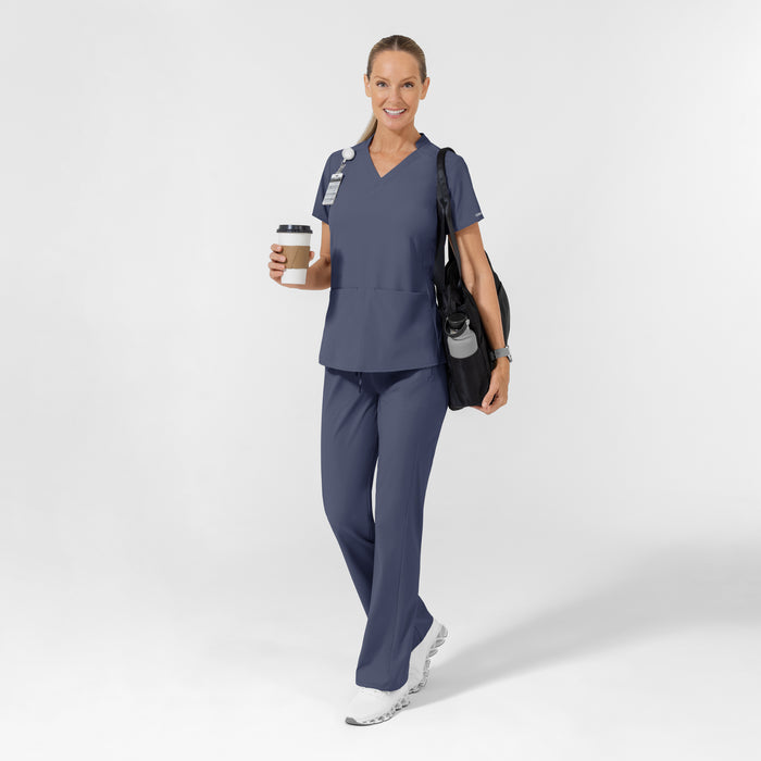 AURA Women's Allure V-Neck 2 Pocket Scrub Top - Slate Blue scrub set