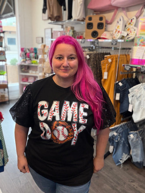 Baseball Game Day Puff Sleeve Top