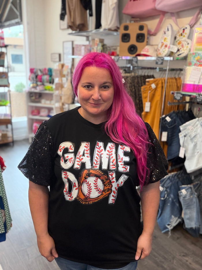 Baseball Game Day Puff Sleeve Top