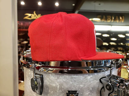 Bentley's Drum Shop Clothback Snapback Hat in Red w/ White Logo