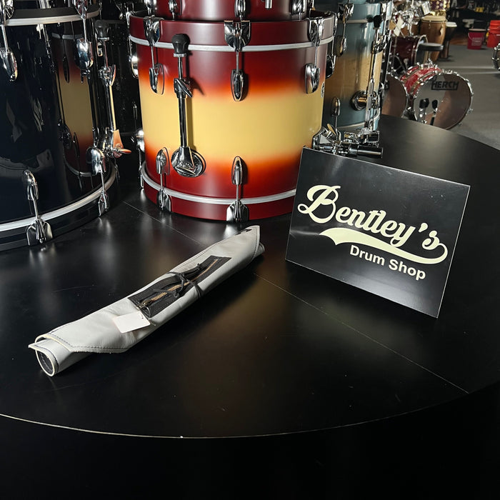 Bentley's Drum Shop Handmade Leather Stick Bag in White with Black Strap