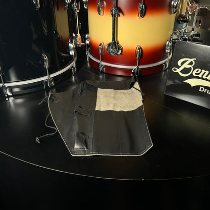 Bentley's Drum Shop Handmade Leather Stick Bag in White with Black Strap