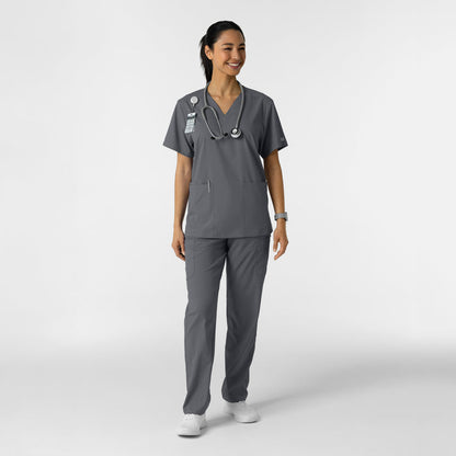 Boundless Unisex V-Neck Scrub Top - Pewter full scrub set