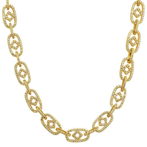 Box Oval Link CZ Hip Hop Iced Out Chain