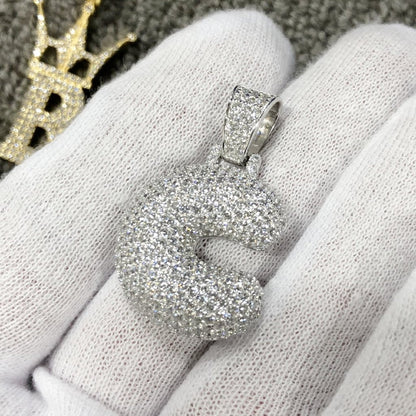 Bubble Initial Letters - .925 Sterling Silver - Rhodium