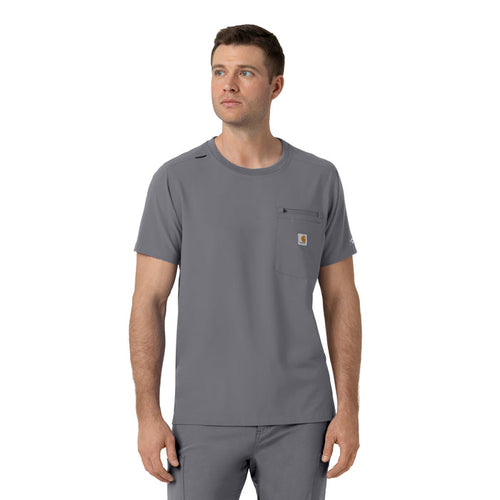 Force Cross-Flex Men's Crew Neck Scrub Top Pewter