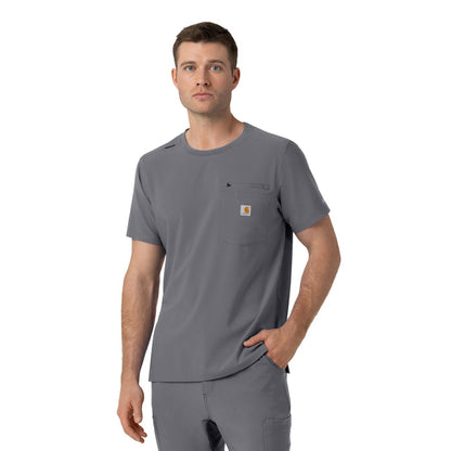 Force Cross-Flex Men's Crew Neck Scrub Top Pewter side view