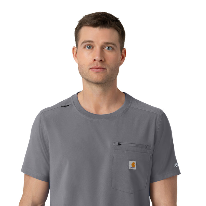 Force Cross-Flex Men's Crew Neck Scrub Top Pewter side detail 2