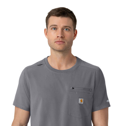 Force Cross-Flex Men's Crew Neck Scrub Top Pewter side detail 2