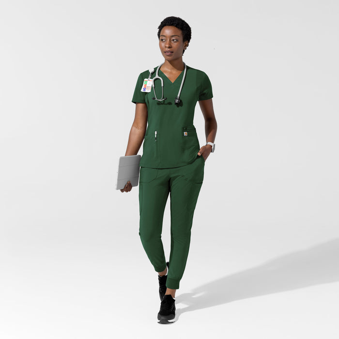 Carhartt Cross-Flex Women's Flex Panel V-Neck Scrub Top - Douglas Fir Scrub Set