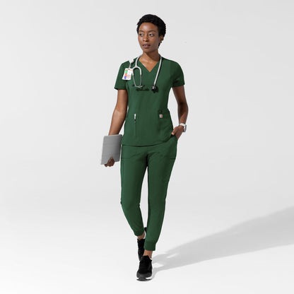 Carhartt Cross-Flex Women's Flex Panel V-Neck Scrub Top - Douglas Fir Scrub Set