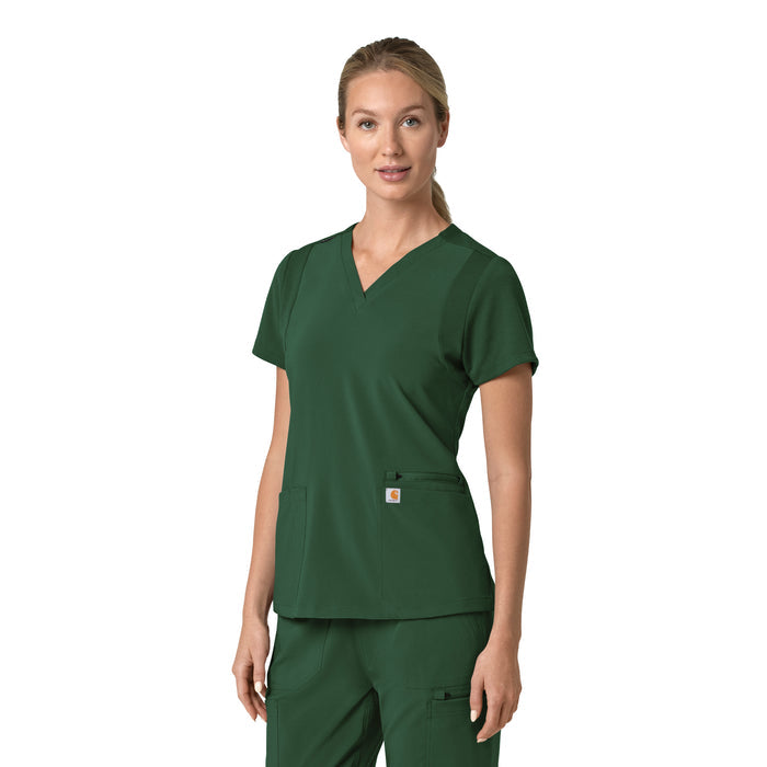 Carhartt Cross-Flex Women's Flex Panel V-Neck Scrub Top - Douglas Fir Side