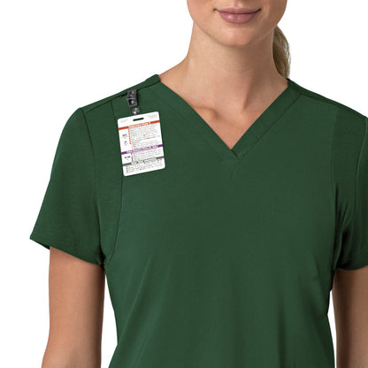 Carhartt Cross-Flex Women's Flex Panel V-Neck Scrub Top - Douglas Fir Badge Loop