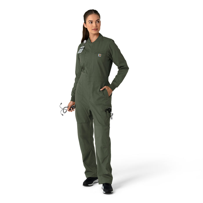 Rugged Flex RSCU Women's Ripstop Coverall Olive full scrub set